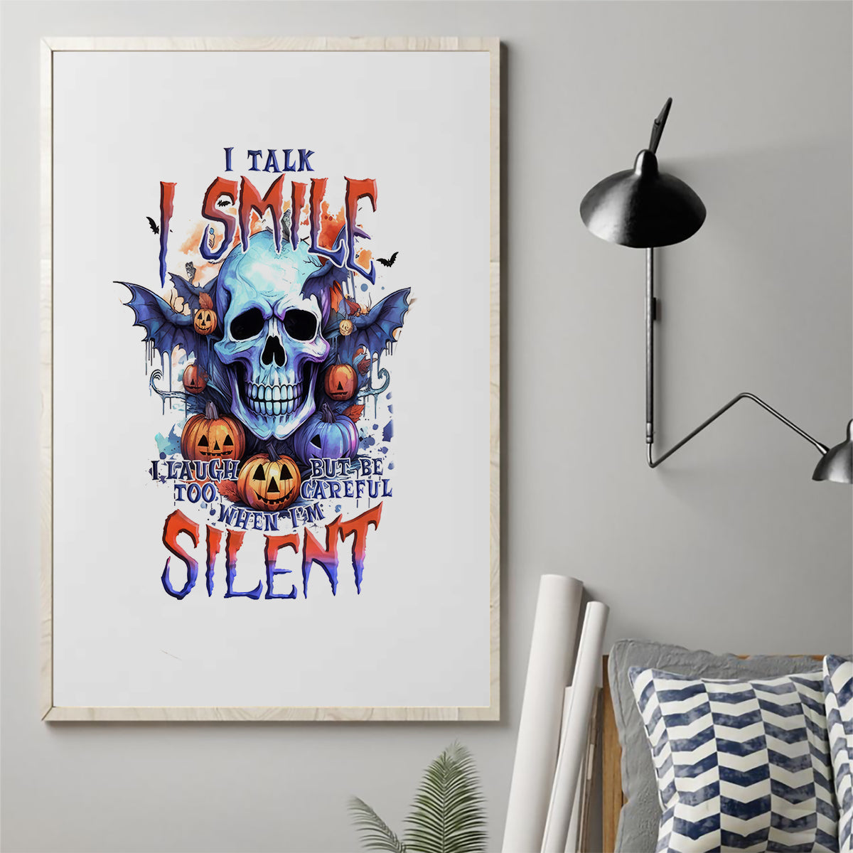 Bat Skull Canvas Wall Art I Talk I Smile But Be Carefull When I Silent - Wonder Print Shop