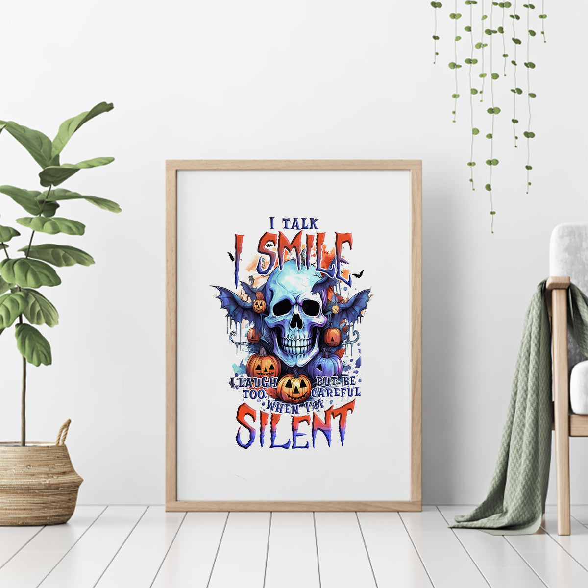 Bat Skull Canvas Wall Art I Talk I Smile But Be Carefull When I Silent - Wonder Print Shop