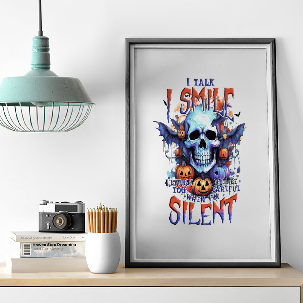 Bat Skull Canvas Wall Art I Talk I Smile But Be Carefull When I Silent - Wonder Print Shop