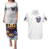 Bat Skull Couples Matching Puletasi Dress and Hawaiian Shirt I Talk I Smile But Be Carefull When I Silent - Wonder Print Shop