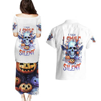 Bat Skull Couples Matching Puletasi Dress and Hawaiian Shirt I Talk I Smile But Be Carefull When I Silent - Wonder Print Shop