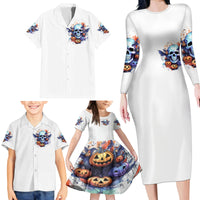 Bat Skull Family Matching Long Sleeve Bodycon Dress and Hawaiian Shirt I Talk I Smile But Be Carefull When I Silent - Wonder Print Shop