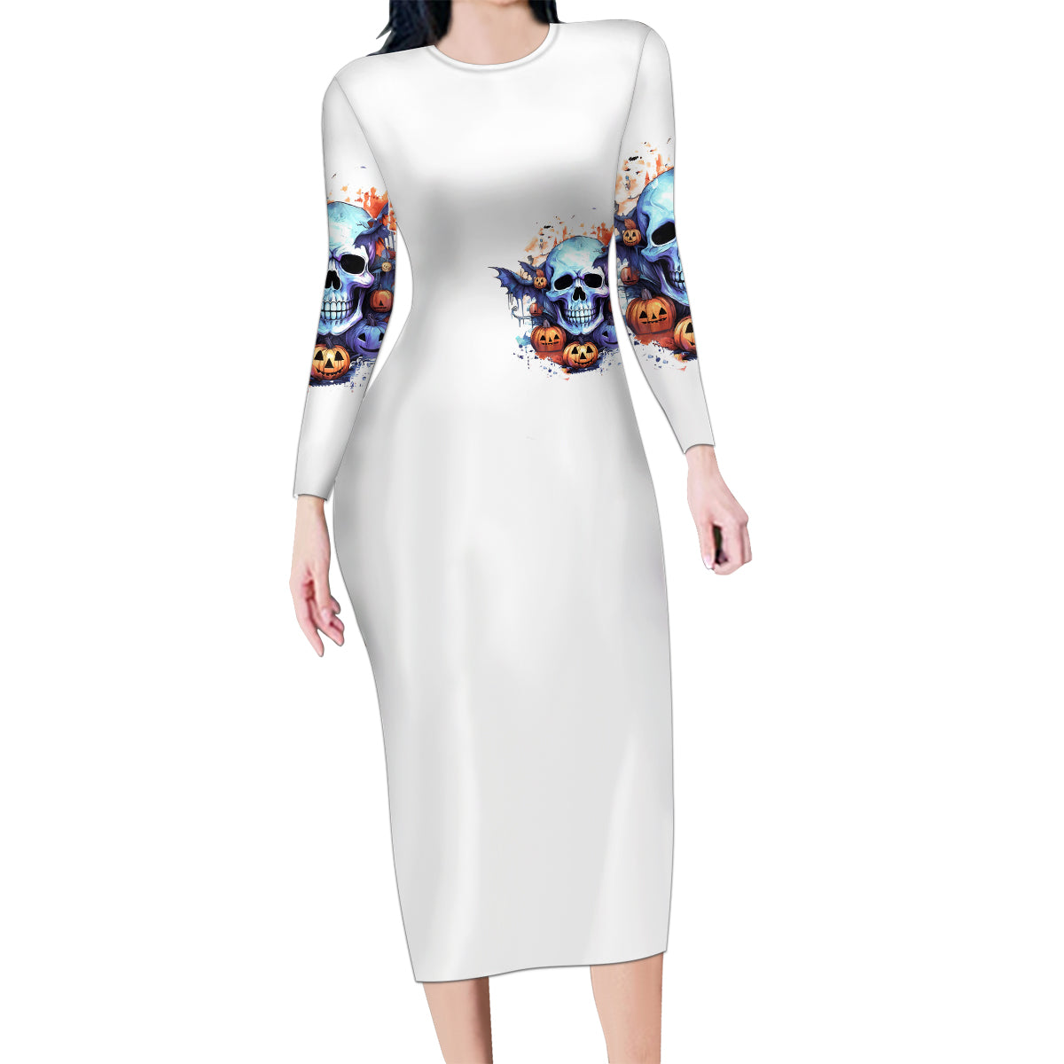 Bat Skull Family Matching Long Sleeve Bodycon Dress and Hawaiian Shirt I Talk I Smile But Be Carefull When I Silent - Wonder Print Shop