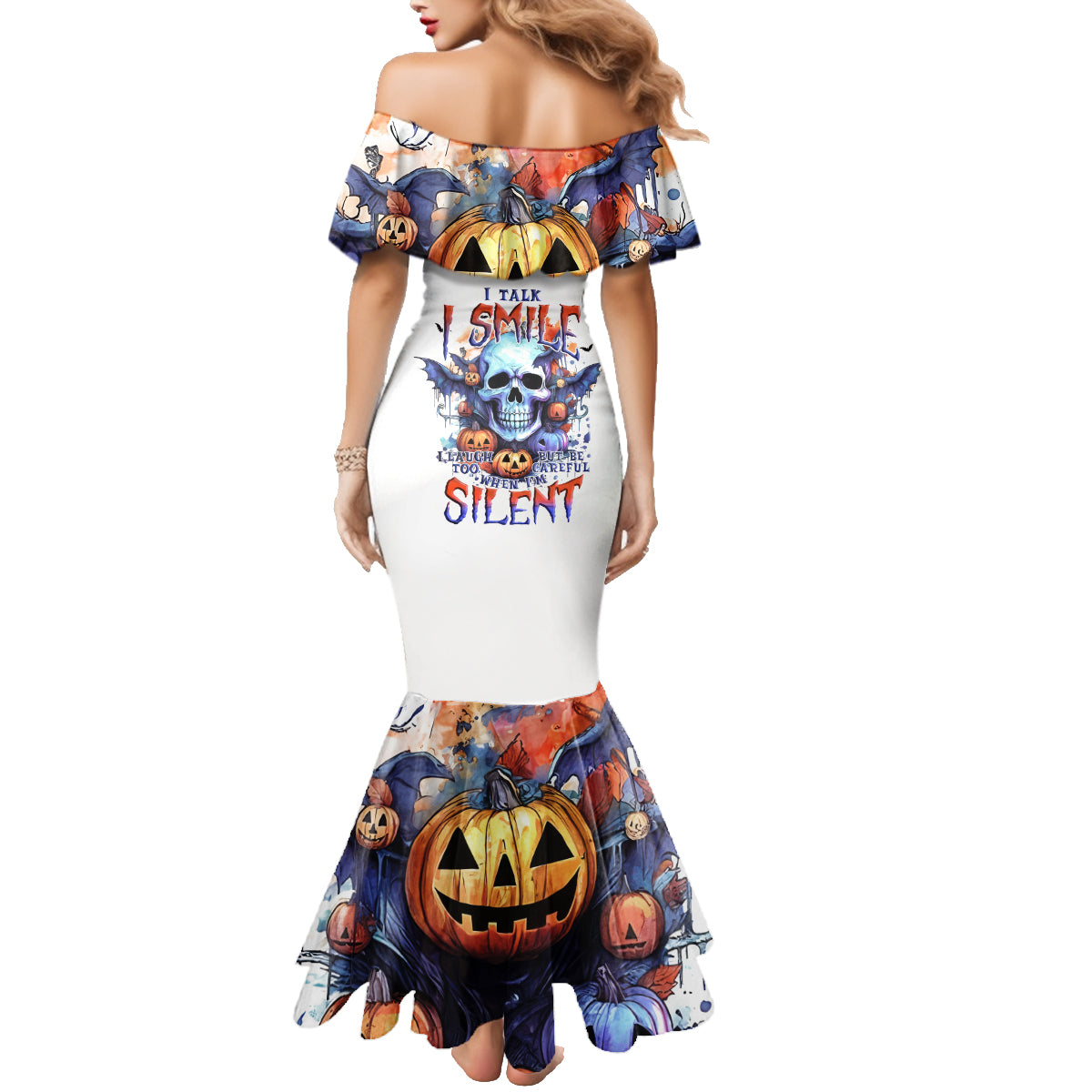 Bat Skull Family Matching Mermaid Dress and Hawaiian Shirt I Talk I Smile But Be Carefull When I Silent - Wonder Print Shop