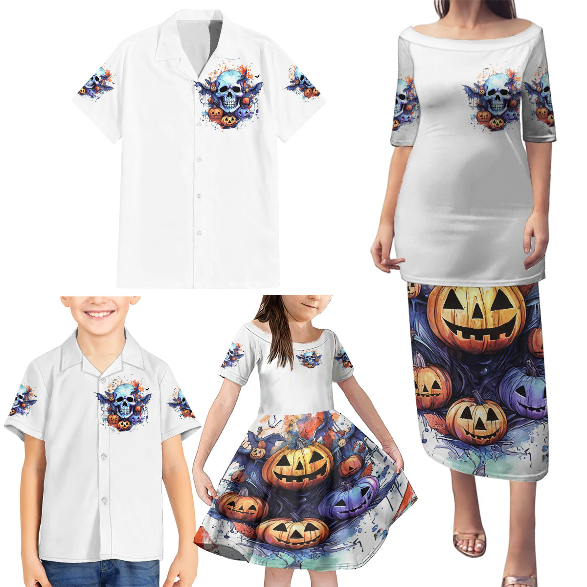 Bat Skull Family Matching Puletasi Dress and Hawaiian Shirt I Talk I Smile But Be Carefull When I Silent - Wonder Print Shop