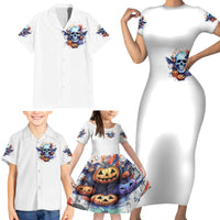 Bat Skull Family Matching Short Sleeve Bodycon Dress and Hawaiian Shirt I Talk I Smile But Be Carefull When I Silent - Wonder Print Shop