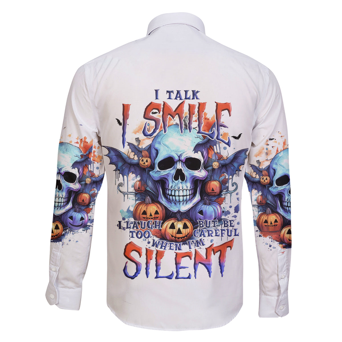 Bat Skull Family Matching Summer Maxi Dress and Hawaiian Shirt I Talk I Smile But Be Carefull When I Silent - Wonder Print Shop