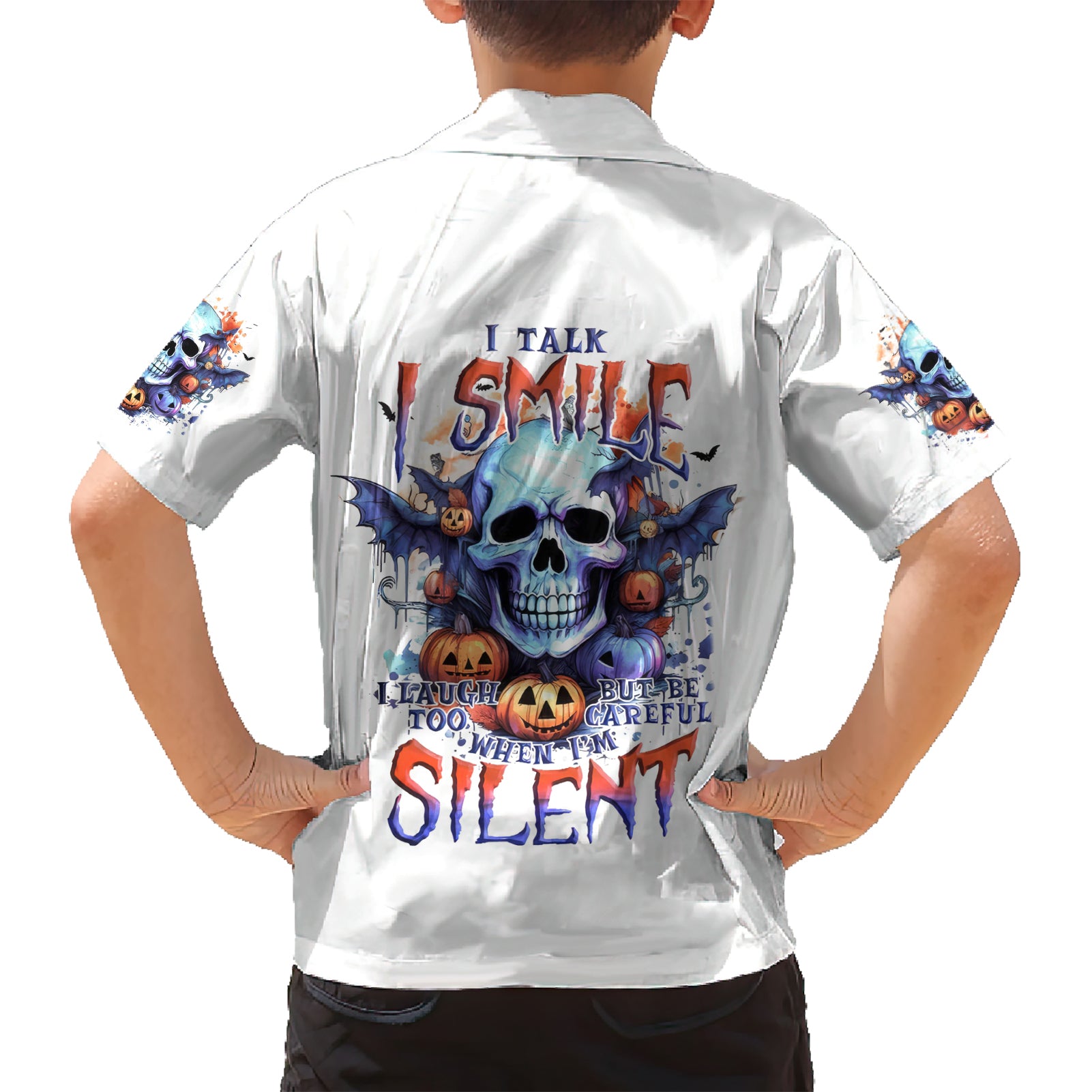 Bat Skull Kid Hawaiian Shirt I Talk I Smile But Be Carefull When I Silent - Wonder Print Shop