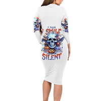 Bat Skull Long Sleeve Bodycon Dress I Talk I Smile But Be Carefull When I Silent - Wonder Print Shop