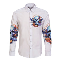 Bat Skull Long Sleeve Button Shirt I Talk I Smile But Be Carefull When I Silent - Wonder Print Shop