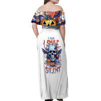 Bat Skull Off Shoulder Maxi Dress I Talk I Smile But Be Carefull When I Silent - Wonder Print Shop