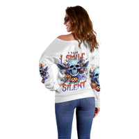 Bat Skull Off Shoulder Sweater I Talk I Smile But Be Carefull When I Silent - Wonder Print Shop