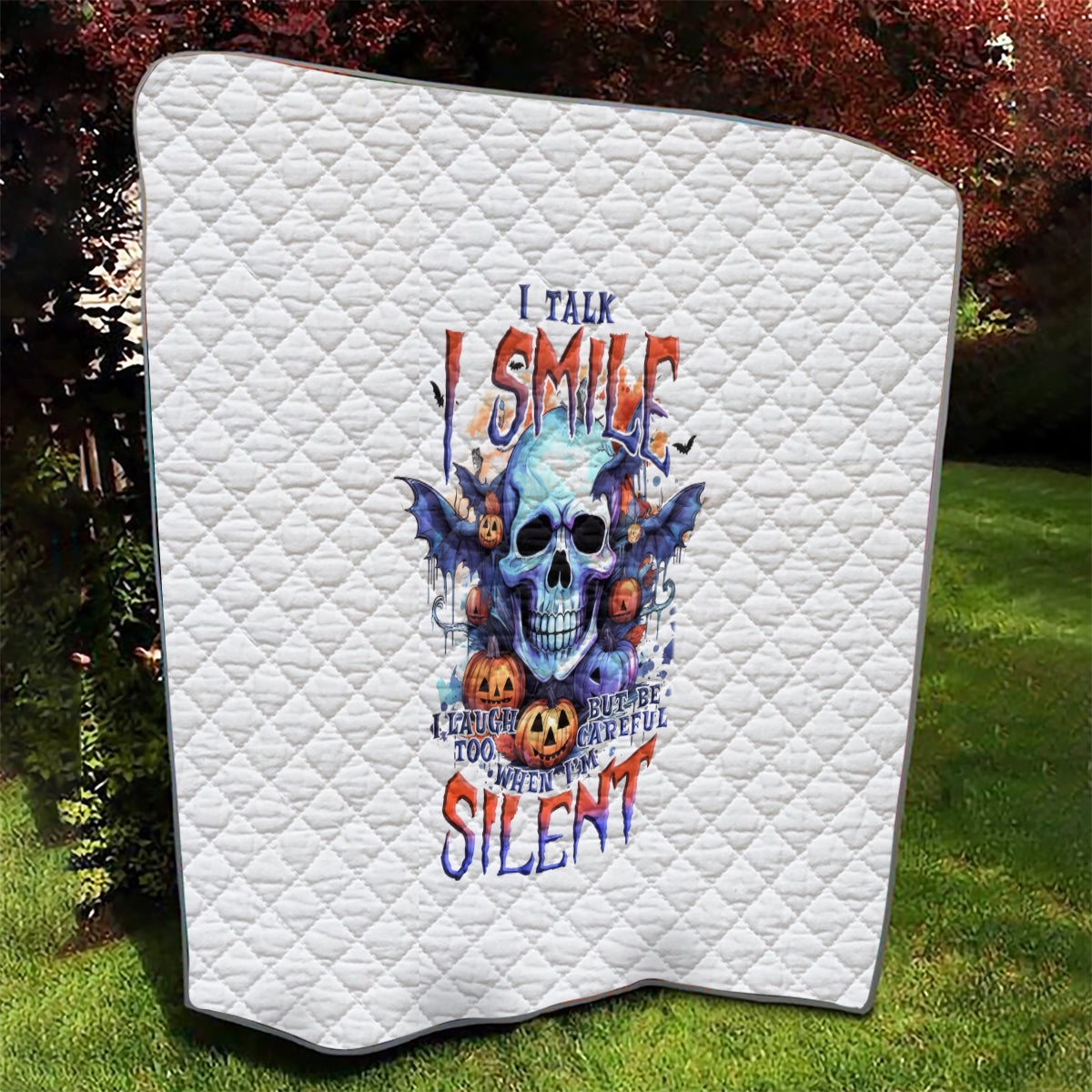 Bat Skull Quilt I Talk I Smile But Be Carefull When I Silent - Wonder Print Shop