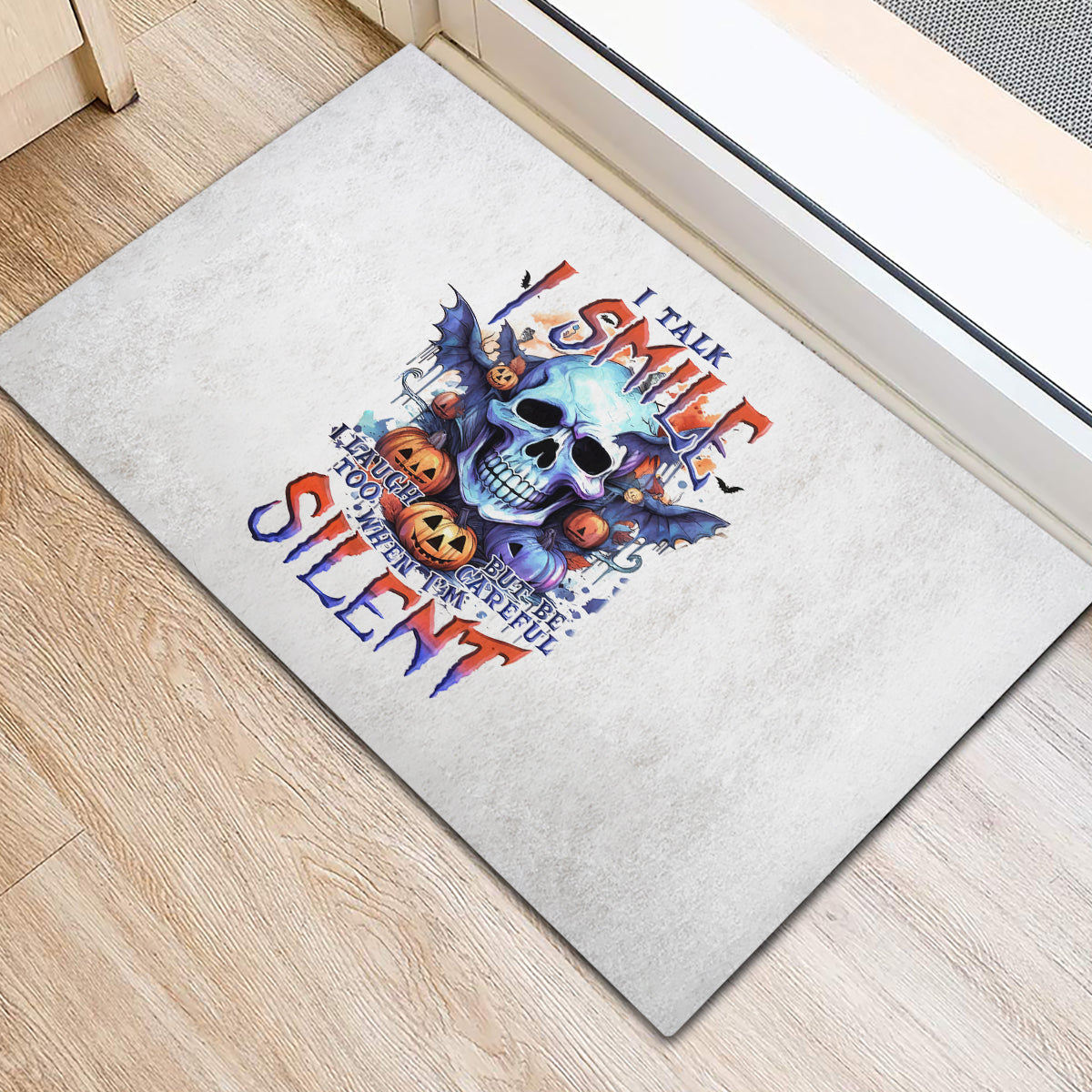 Bat Skull Rubber Doormat I Talk I Smile But Be Carefull When I Silent - Wonder Print Shop