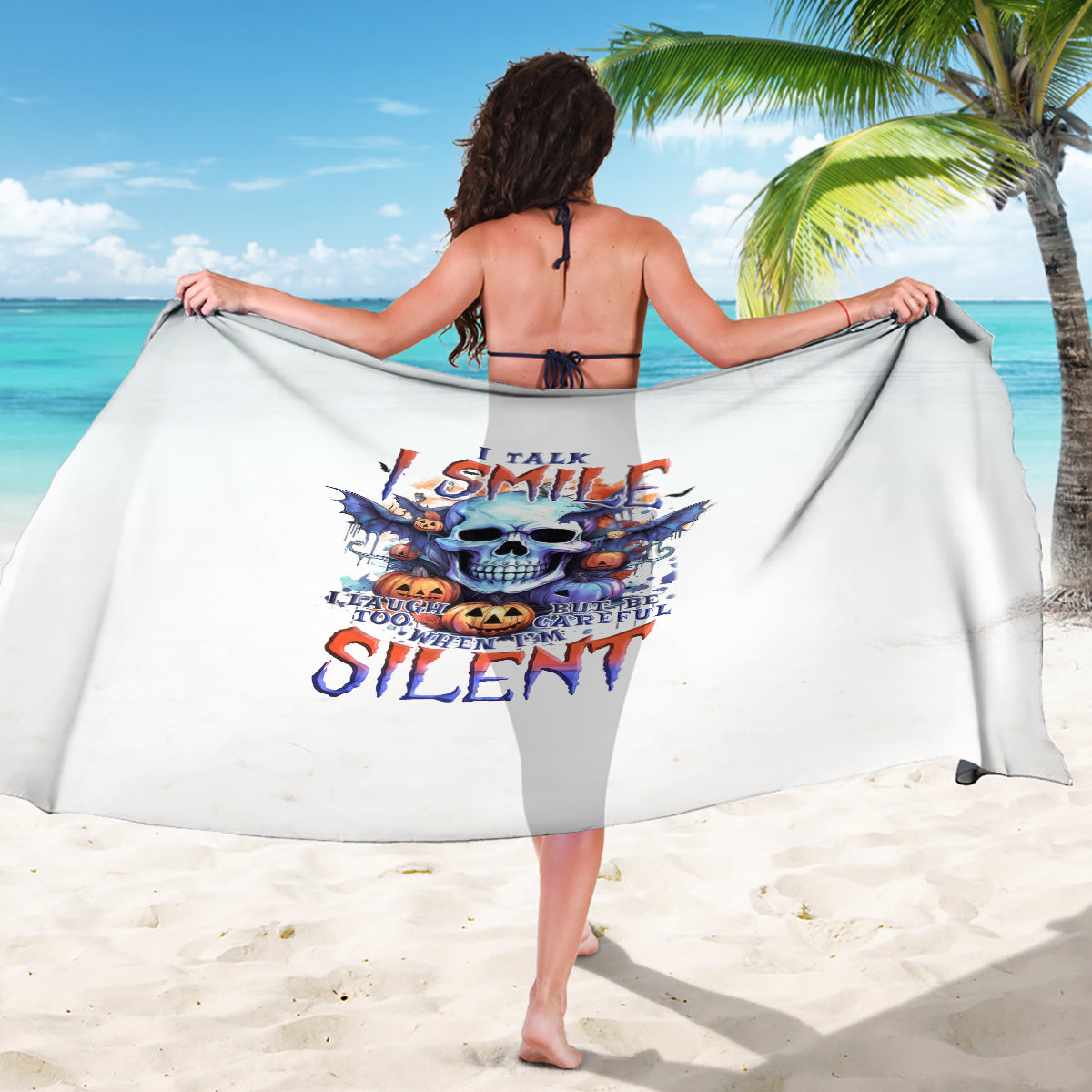 Bat Skull Sarong I Talk I Smile But Be Carefull When I Silent - Wonder Print Shop