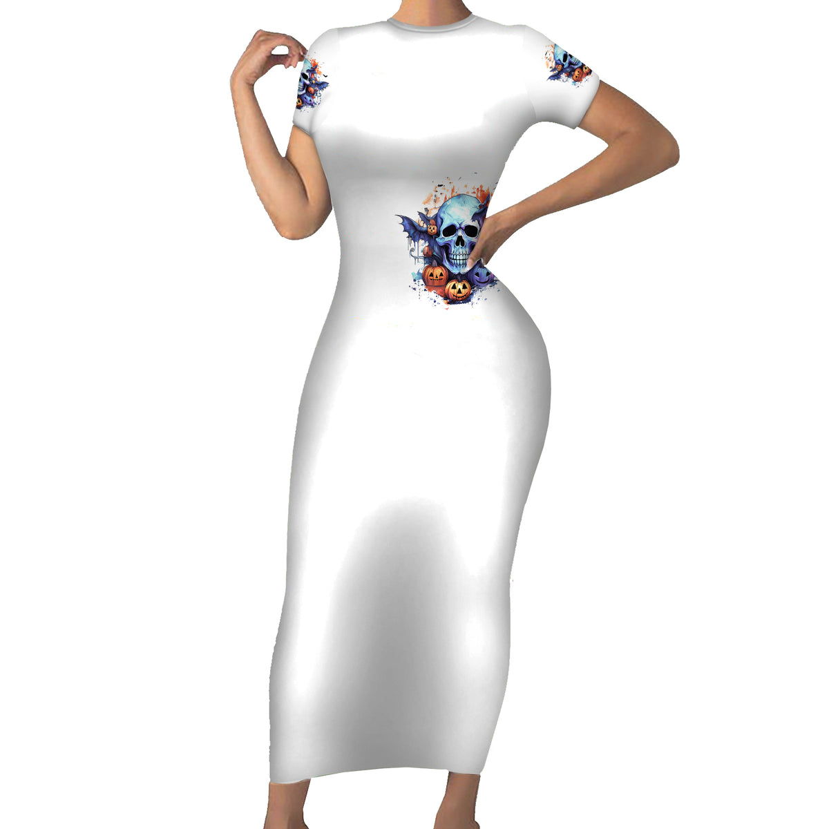 Bat Skull Short Sleeve Bodycon Dress I Talk I Smile But Be Carefull When I Silent - Wonder Print Shop