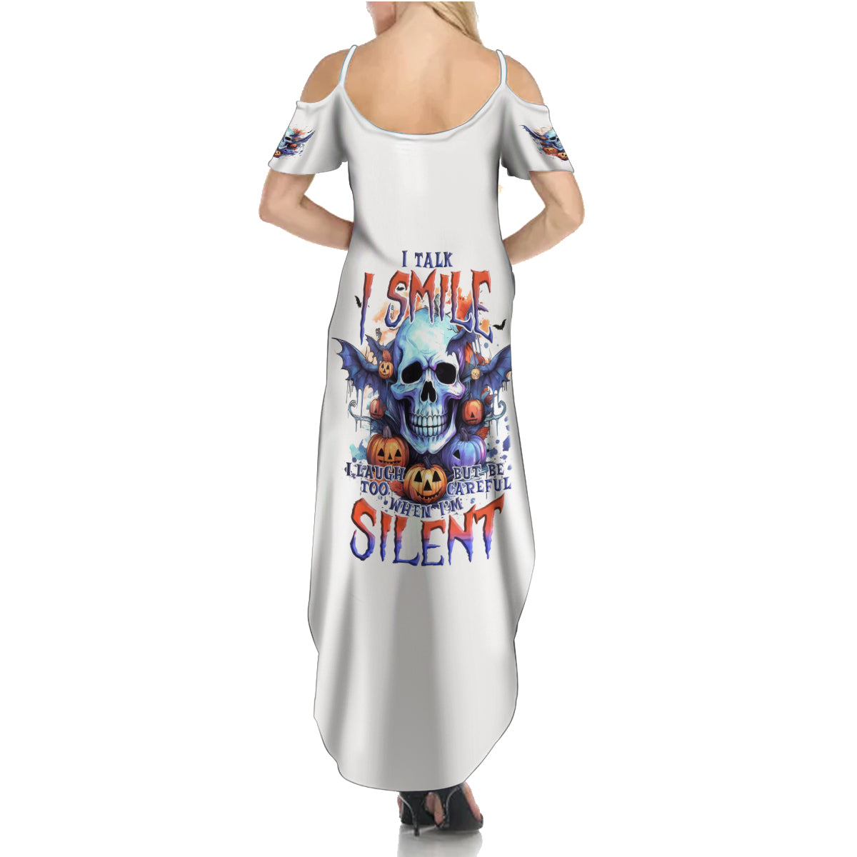 Bat Skull Summer Maxi Dress I Talk I Smile But Be Carefull When I Silent - Wonder Print Shop