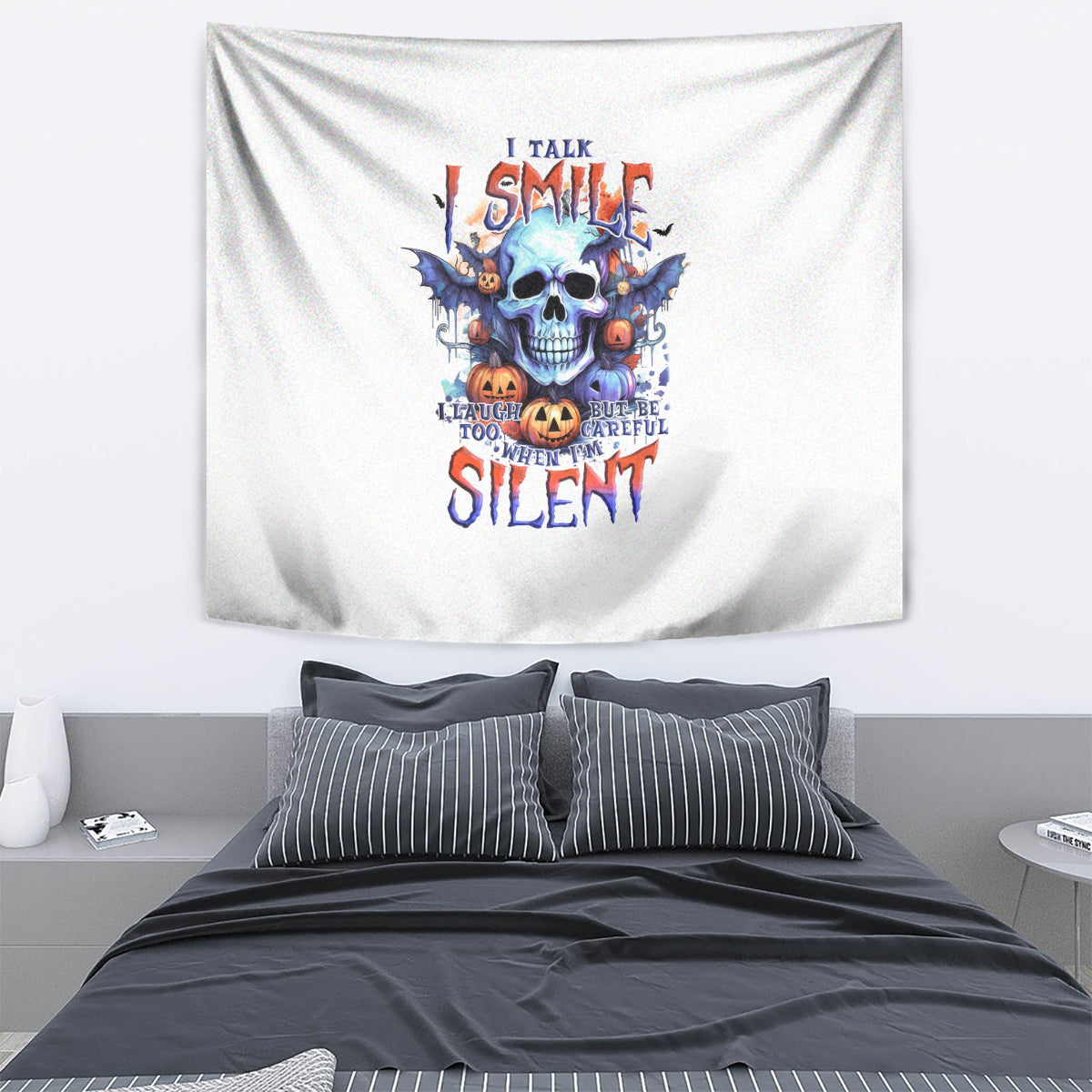 Bat Skull Tapestry I Talk I Smile But Be Carefull When I Silent - Wonder Print Shop