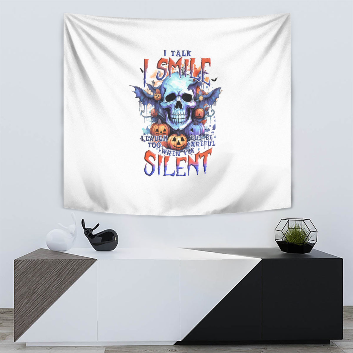 Bat Skull Tapestry I Talk I Smile But Be Carefull When I Silent - Wonder Print Shop