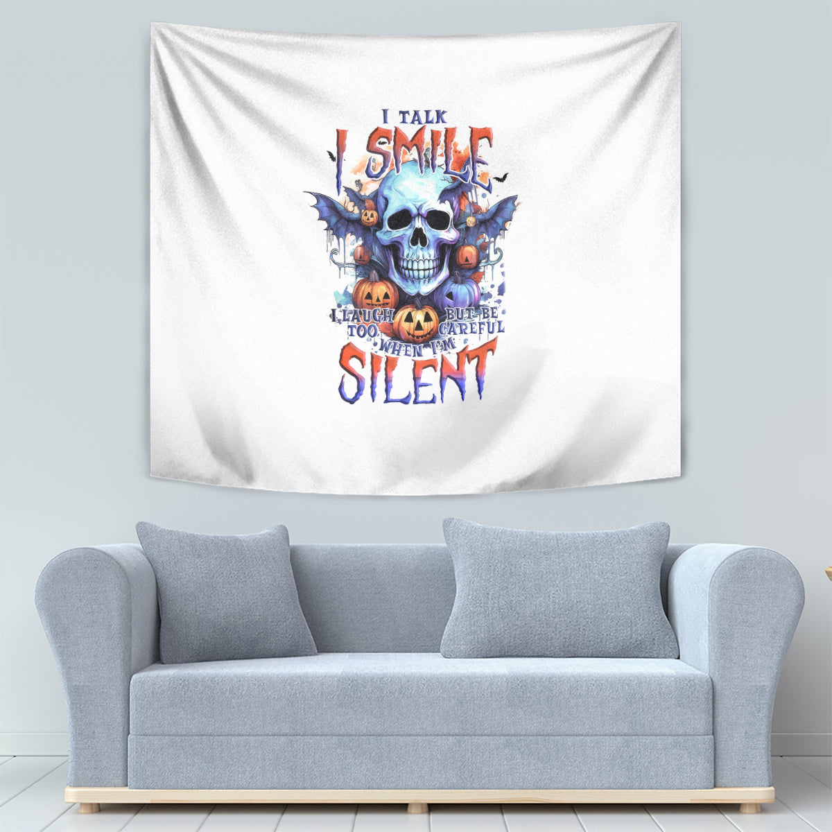 Bat Skull Tapestry I Talk I Smile But Be Carefull When I Silent - Wonder Print Shop