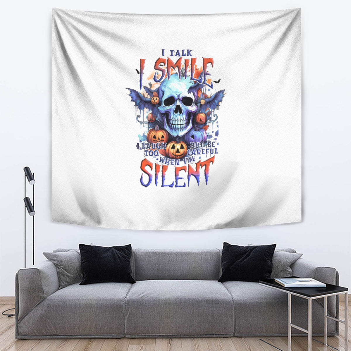 Bat Skull Tapestry I Talk I Smile But Be Carefull When I Silent - Wonder Print Shop
