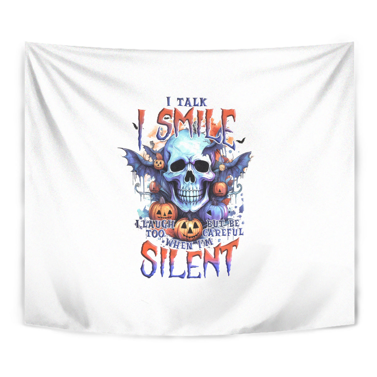 Bat Skull Tapestry I Talk I Smile But Be Carefull When I Silent - Wonder Print Shop