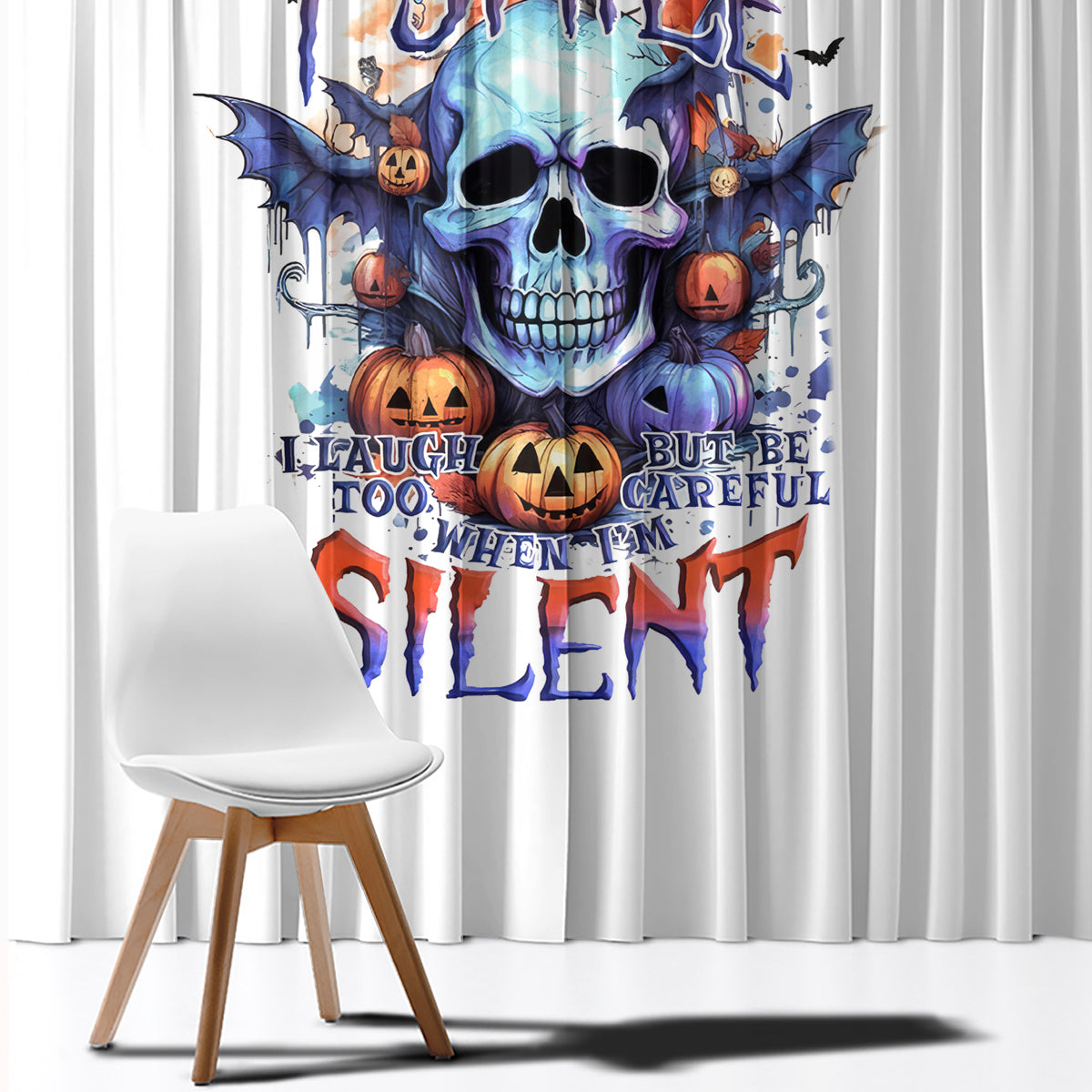 Bat Skull Window Curtain I Talk I Smile But Be Carefull When I Silent - Wonder Print Shop