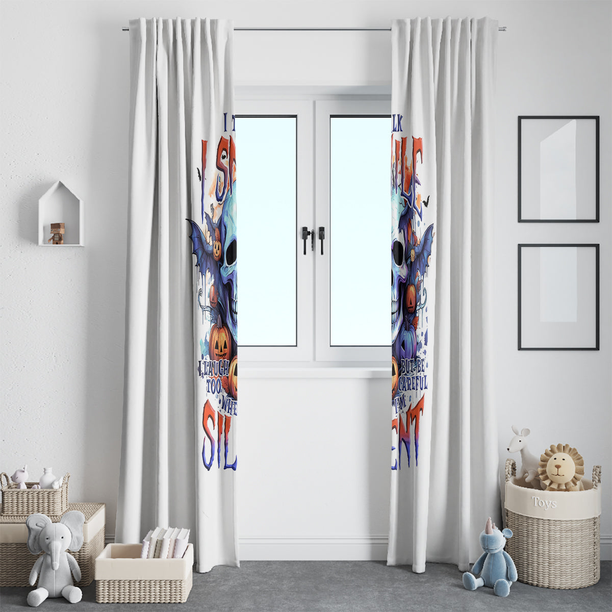 Bat Skull Window Curtain I Talk I Smile But Be Carefull When I Silent - Wonder Print Shop