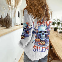Bat Skull Women Casual Shirt I Talk I Smile But Be Carefull When I Silent - Wonder Print Shop
