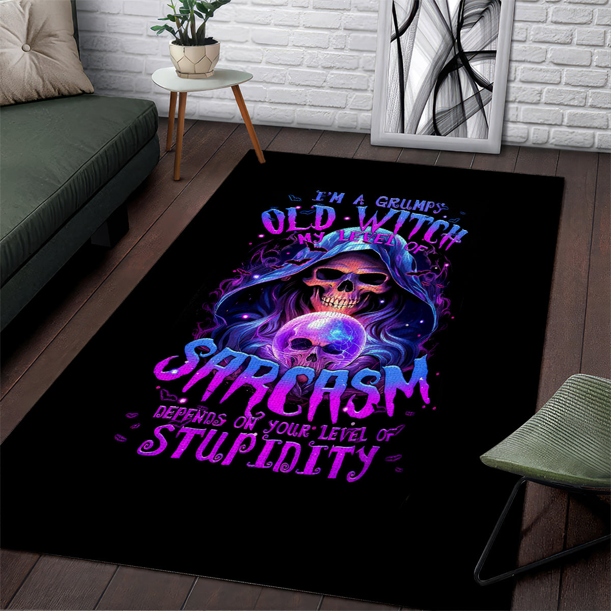 Witch Skull Area Rug I'm A Grumpy Old Witch - Wonder Print Shop