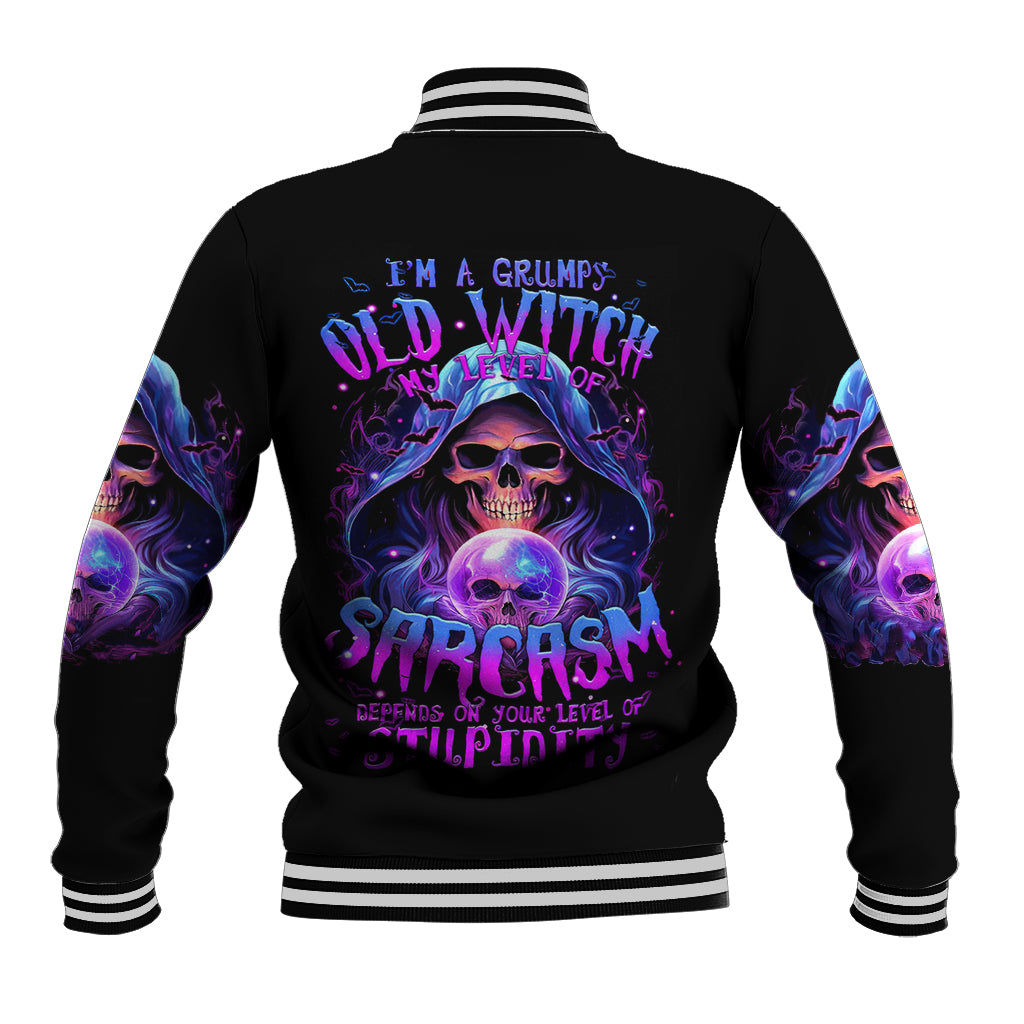 Witch Skull Baseball Jacket I'm A Grumpy Old Witch - Wonder Print Shop