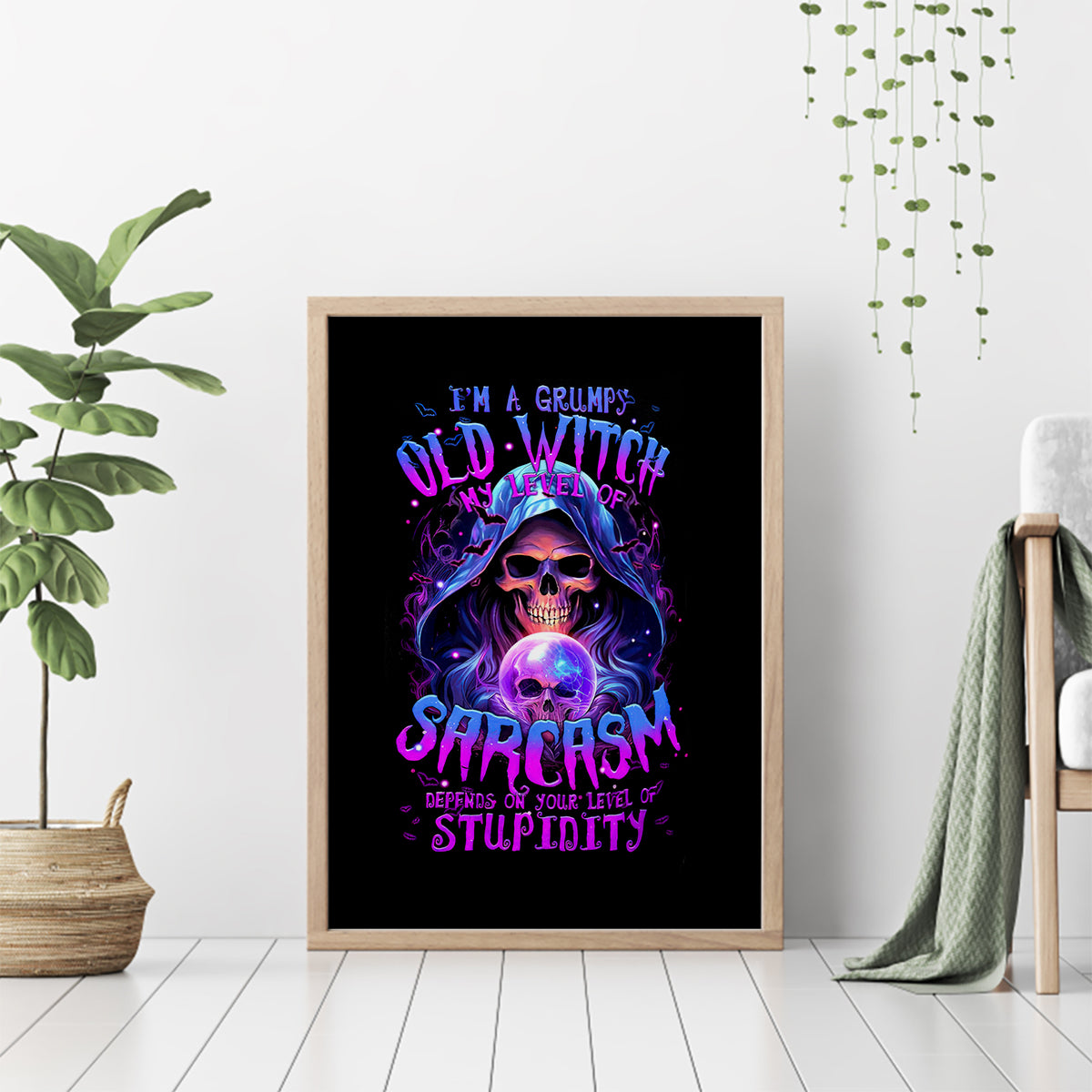 Witch Skull Canvas Wall Art I'm A Grumpy Old Witch - Wonder Print Shop