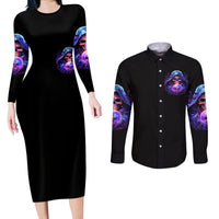 Witch Skull Couples Matching Long Sleeve Bodycon Dress and Long Sleeve Button Shirt I'm A Grumpy Old Witch - Wonder Print Shop