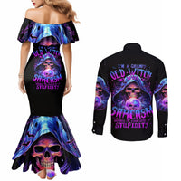 Witch Skull Couples Matching Mermaid Dress and Long Sleeve Button Shirt I'm A Grumpy Old Witch DT01