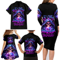 Witch Skull Family Matching Long Sleeve Bodycon Dress and Hawaiian Shirt I'm A Grumpy Old Witch - Wonder Print Shop