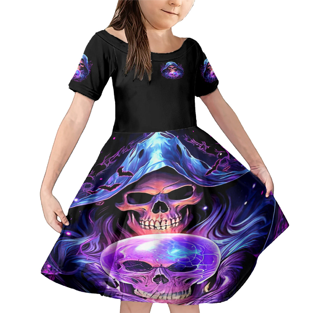 Witch Skull Family Matching Mermaid Dress and Hawaiian Shirt I'm A Grumpy Old Witch - Wonder Print Shop