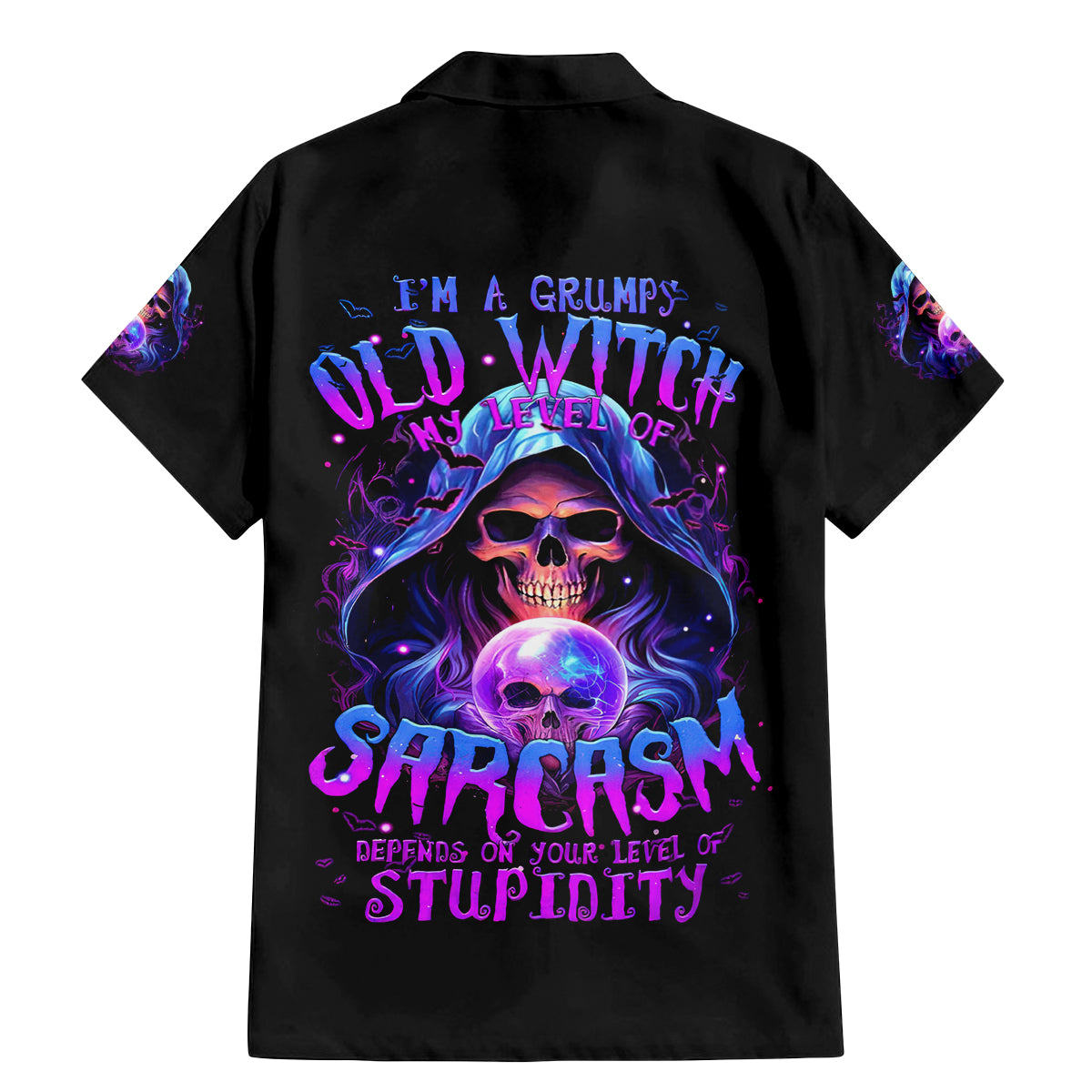 Witch Skull Family Matching Mermaid Dress and Hawaiian Shirt I'm A Grumpy Old Witch - Wonder Print Shop