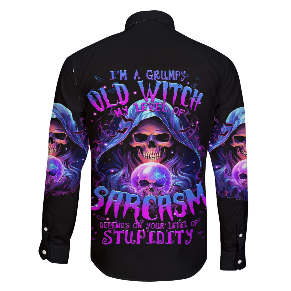 Witch Skull Family Matching Tank Maxi Dress and Hawaiian Shirt I'm A Grumpy Old Witch - Wonder Print Shop