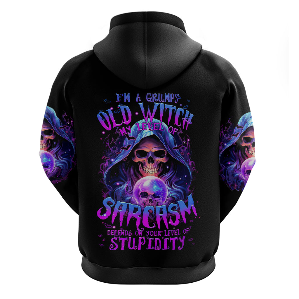 Witch Skull Hoodie I'm A Grumpy Old Witch - Wonder Print Shop