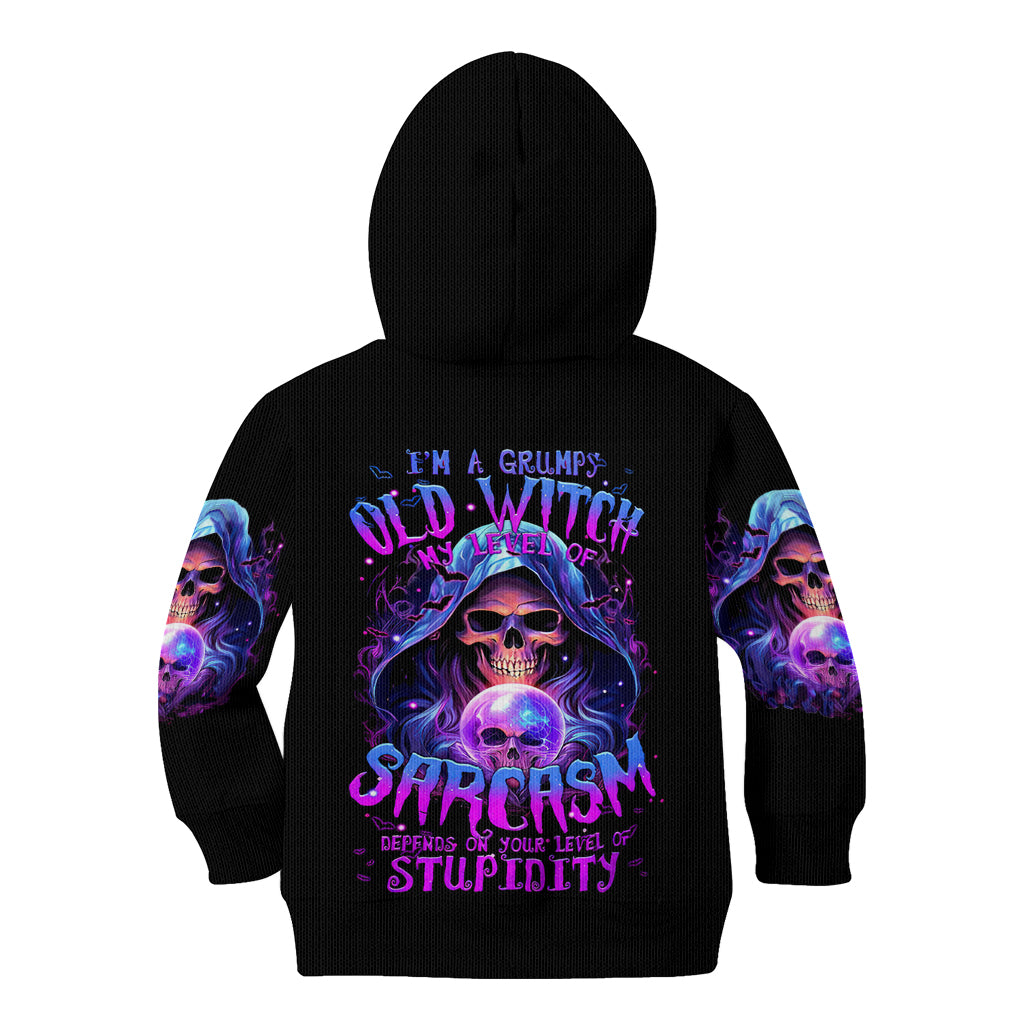 Witch Skull Kid Hoodie I'm A Grumpy Old Witch - Wonder Print Shop