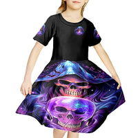 Witch Skull Kid Short Sleeve Dress I'm A Grumpy Old Witch - Wonder Print Shop