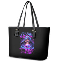 Witch Skull Leather Tote Bag I'm A Grumpy Old Witch - Wonder Print Shop