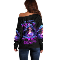 Witch Skull Off Shoulder Sweater I'm A Grumpy Old Witch - Wonder Print Shop
