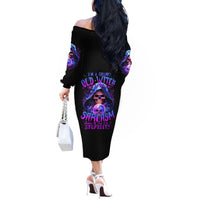Witch Skull Off The Shoulder Long Sleeve Dress I'm A Grumpy Old Witch - Wonder Print Shop