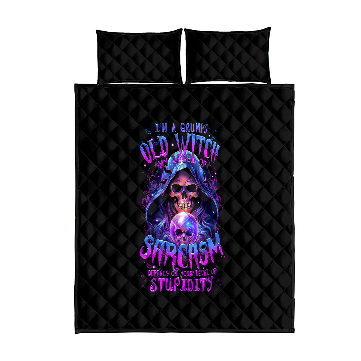 Witch Skull Quilt Bed Set I'm A Grumpy Old Witch - Wonder Print Shop