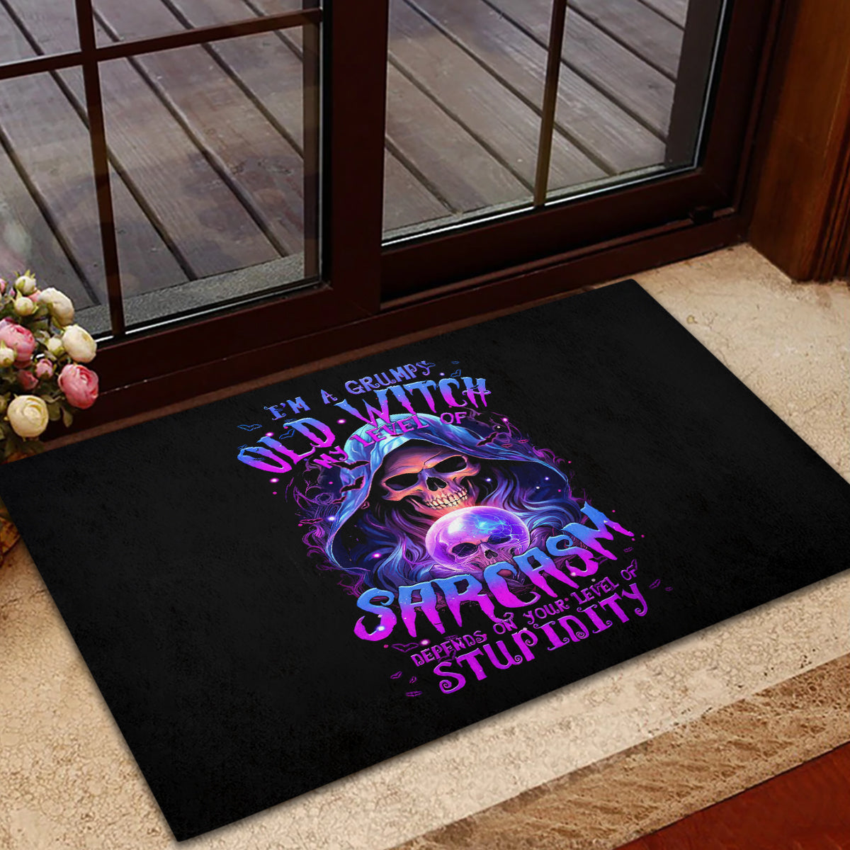 Witch Skull Rubber Doormat I'm A Grumpy Old Witch - Wonder Print Shop