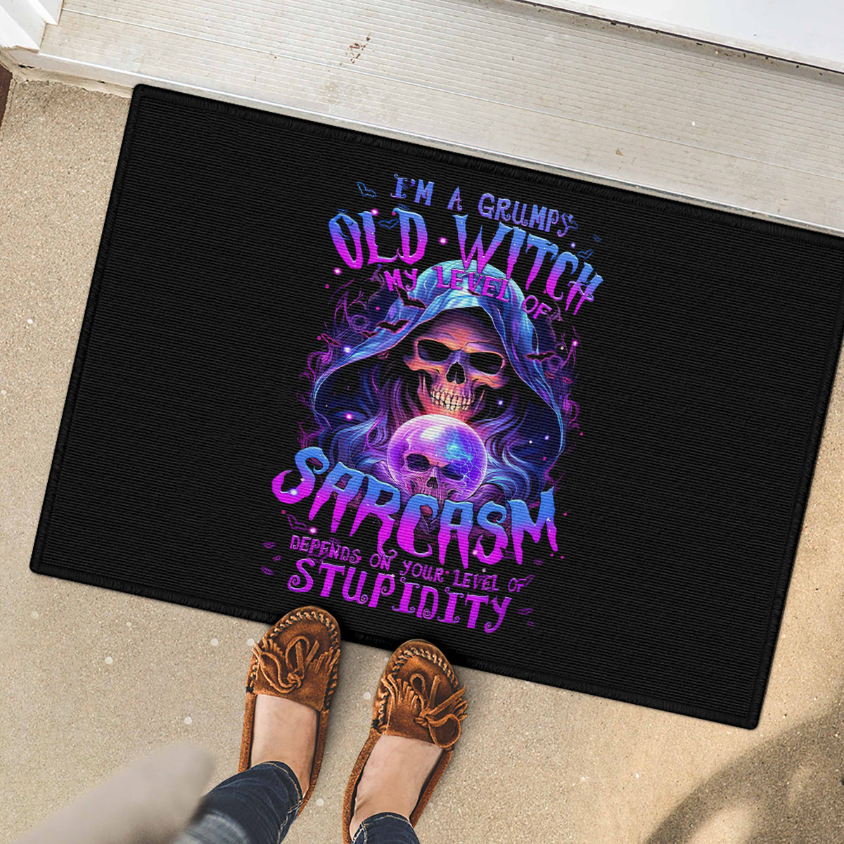Witch Skull Rubber Doormat I'm A Grumpy Old Witch - Wonder Print Shop