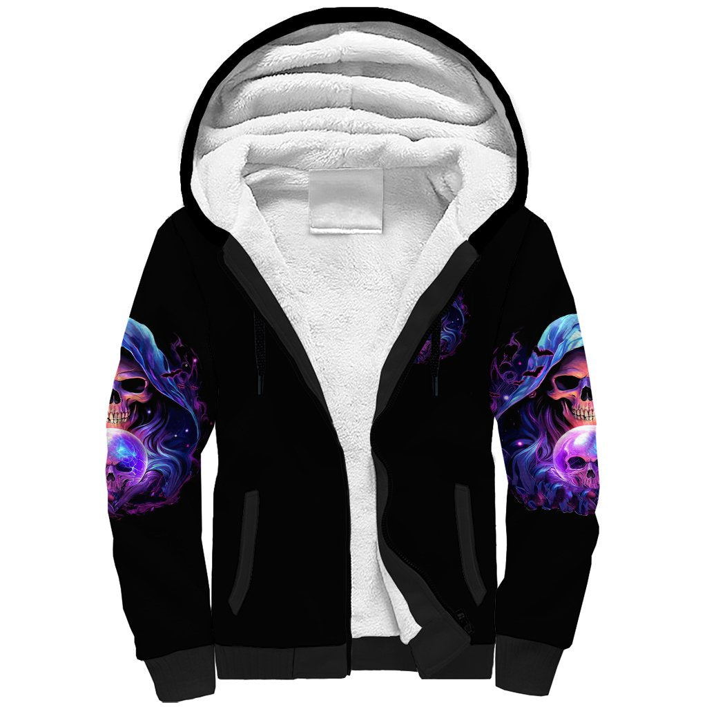 Witch Skull Sherpa Hoodie I'm A Grumpy Old Witch - Wonder Print Shop