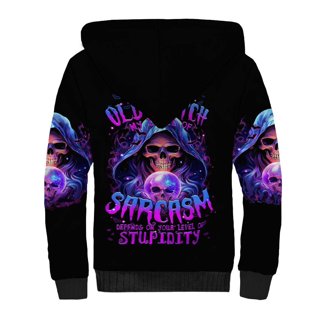 Witch Skull Sherpa Hoodie I'm A Grumpy Old Witch - Wonder Print Shop