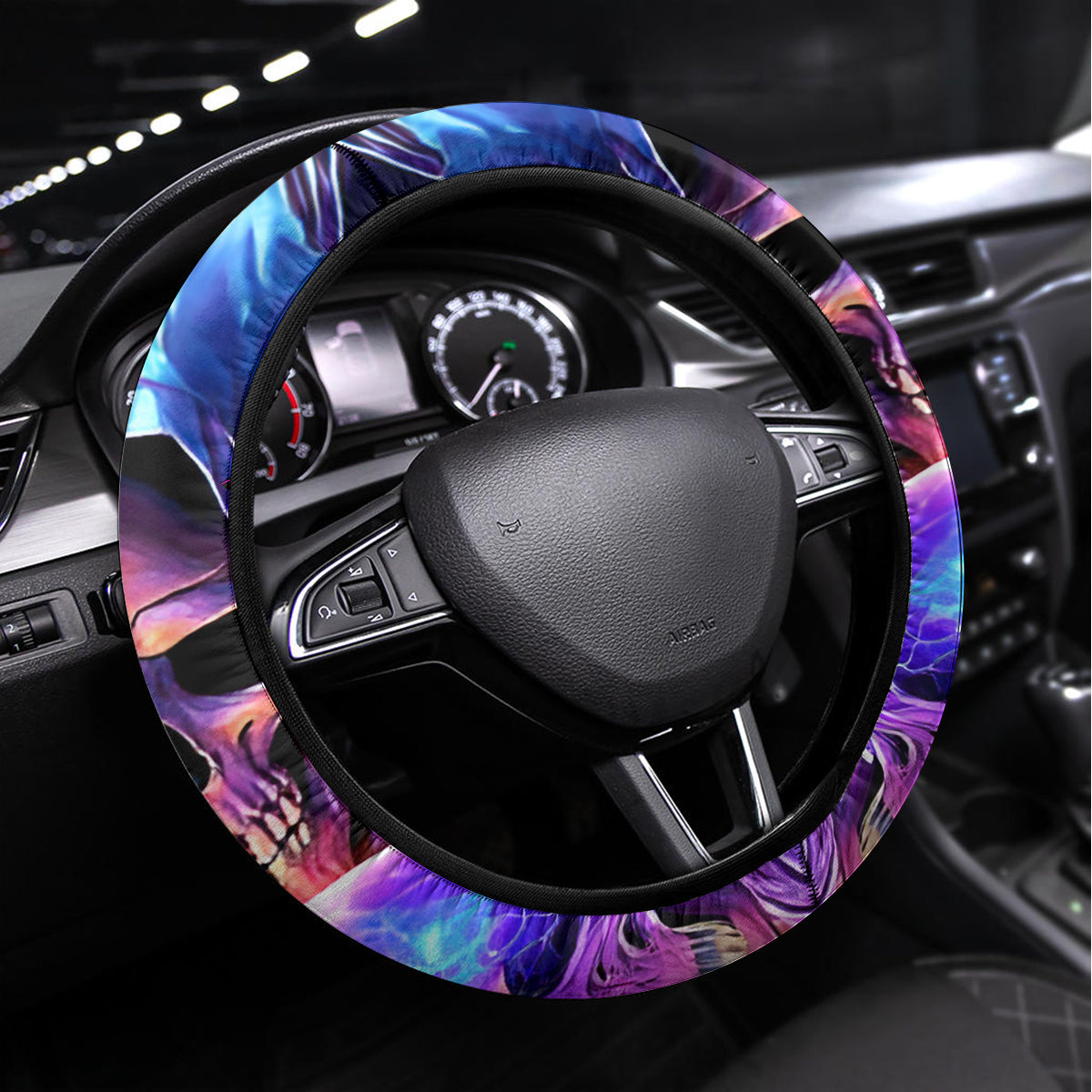 Witch Skull Steering Wheel Cover I'm A Grumpy Old Witch - Wonder Print Shop